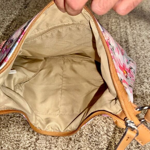 Rosetti Women's Pink Brown Floral Design Leather Handbang - Picture 4 of 10